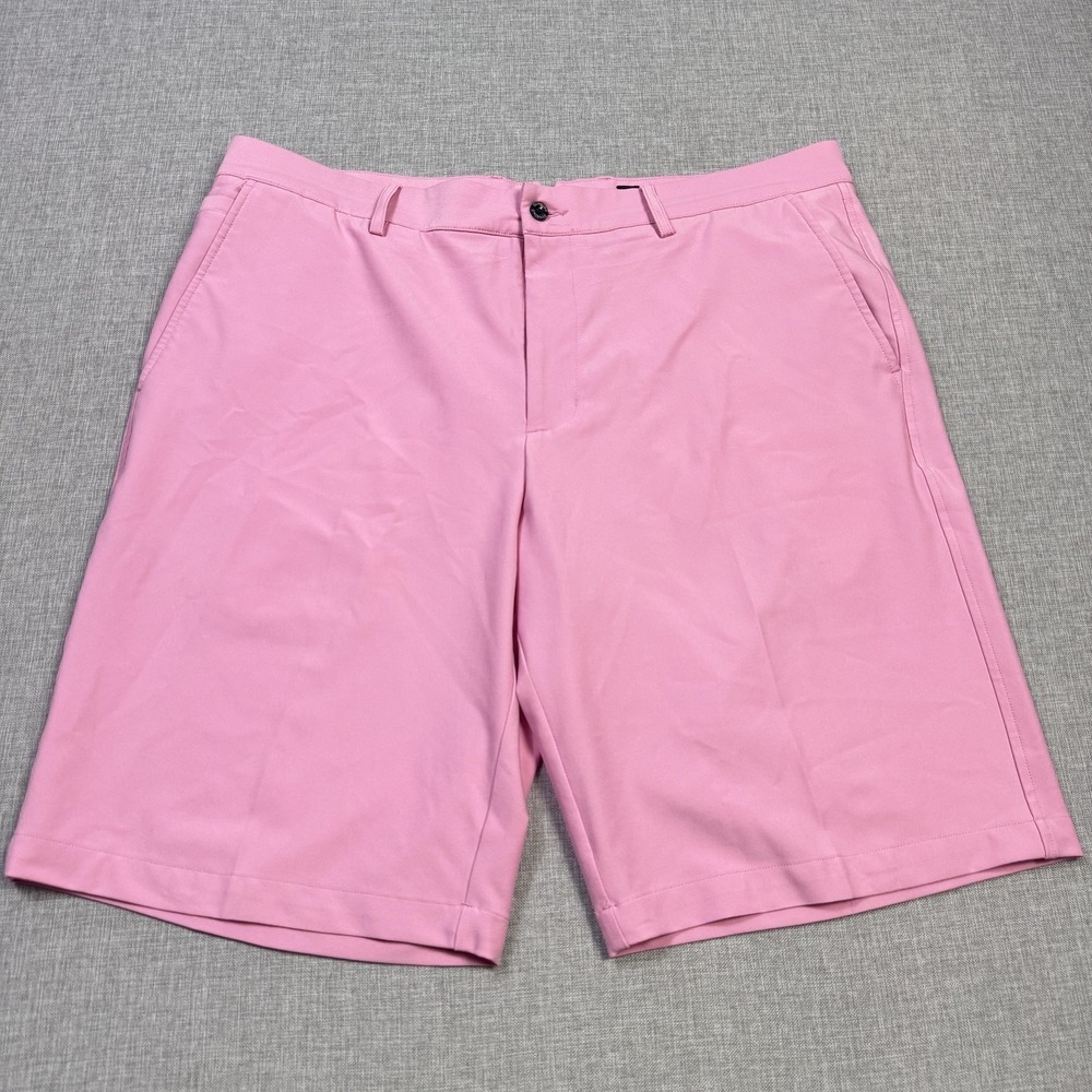 Dunning Golf Chino Shorts Mens 36 Pink Polyester Spandex Pockets 10" Inseam